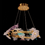 Люстра круглая на золотом каркасе с птичками и цветочным декором Miscellaneous herbs варинант исполнения - 5 | Loft Concept в Уфе