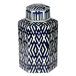 Ваза с крышкой и графическим узором в сине-белых цветах Blue & White Ornament  варинант исполнения - 2 | Loft Concept в Уфе