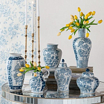 Ваза с крышкой и голубым цветочным рисунком на белом фоне Blue & White Ornament варинант исполнения - 7 | Loft Concept в Уфе