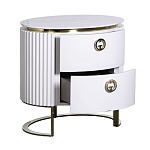 Тумбочка белая овальная с мраморной столешницей Thoroughbass варинант исполнения - 2 | Loft Concept в Уфе