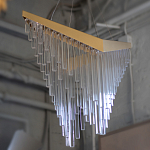 Люстра золотого цвета в форме галочки с каскадом длинных прозрачных трубок Eurofase варинант исполнения - 14 | Loft Concept в Уфе