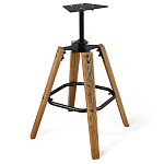 Барный стул со спинкой и металлической подставкой на 4-х деревянных ножках Коричневый Велюр Vendramin Chair варинант исполнения - 5 | Loft Concept в Уфе