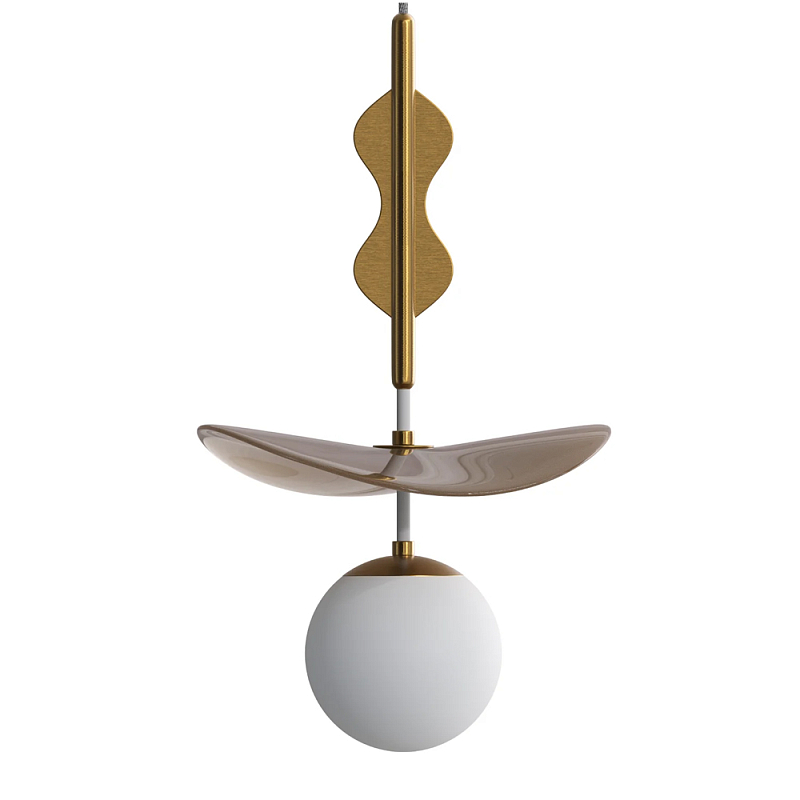 Подвес Bloomy 2 Бежевый Белый Латунь в Уфе | Loft Concept 