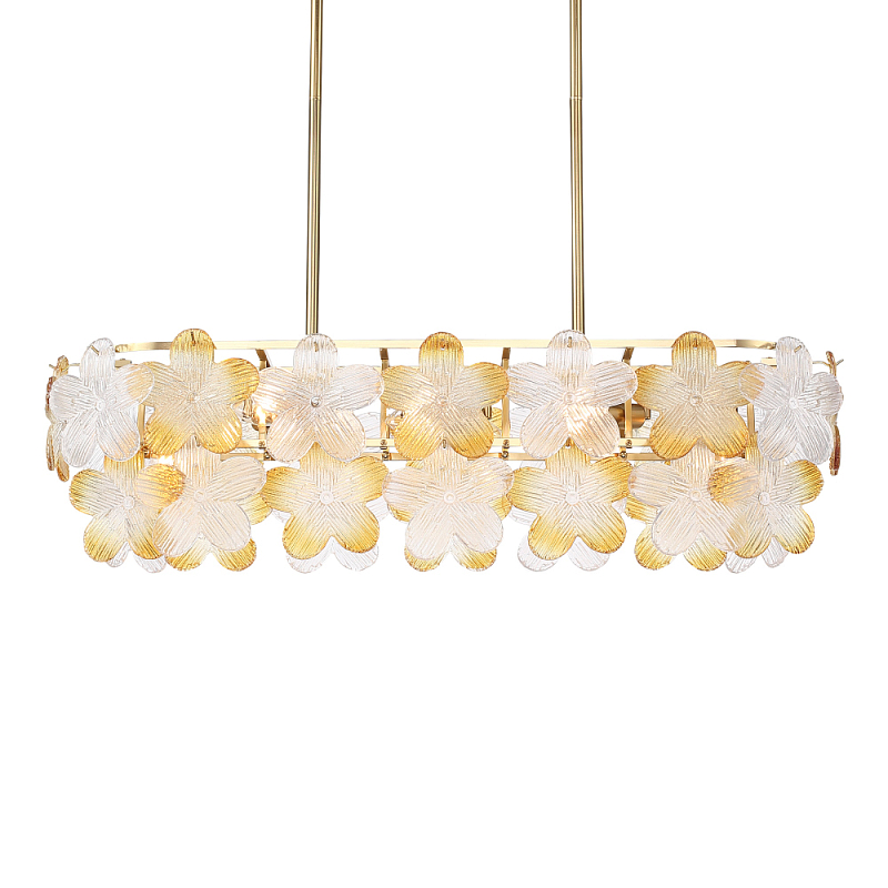 Люстра овальная с цветочными мотивами Light Floral Glow Прозрачный Янтарный Золотой в Уфе | Loft Concept 