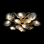 Потолочная люстра круглая ветвистыми бронзовыми элементами и стеклянными рифлеными дисками Textured Glass Chandelier варинант исполнения - 4 | Loft Concept в Уфе