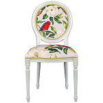 Стул светло-серый из натурального бука с изображением птиц и цветов Blooming Birds Red  варинант исполнения - 1 | Loft Concept в Уфе