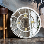 Зеркало настенное в белой металлической раме в виде часов Mirror Tower Clock варинант исполнения - 4 | Loft Concept в Уфе