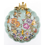 Блюдо из голубого фарфора с бронзовой птичкой Blue Garden варинант исполнения - 2 | Loft Concept в Уфе