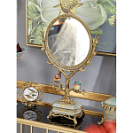 Зеркало с бронзовой подставкой в виде дерева и фарфоровыми птичками на голубом основании Eden Garden варинант исполнения - 4 | Loft Concept в Уфе