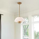 Подвесной светильник золотого цвета с полусферическим опаловым плафоном и декоративным элементом Elstead Lighting варинант исполнения - 7 | Loft Concept в Уфе