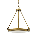 Люстра подвесная цвета латунь с плоским круглым матовым стеклянным плафоном на цепи Hinkley варинант исполнения - 1 | Loft Concept в Уфе