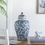 Ваза с крышкой и бело-синим цветочным узором Blue & White Ornament  варинант исполнения - 8 | Loft Concept в Уфе
