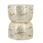 Приставной столик с мозаичным рисунком из раковин устриц Bone Inlay варинант исполнения - 2 | Loft Concept в Уфе