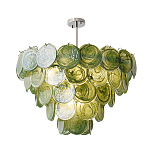 Люстра из зеленых стеклянных дисков с перламутровым эффектом Green Glowing Glaze варинант исполнения - 1 | Loft Concept в Уфе