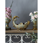 Чаша голубого цвета с оранментом и и бронзовыми фигурами леопардов Eden Garden варинант исполнения - 5 | Loft Concept в Уфе