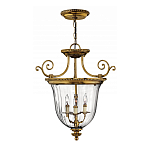 Люстра подвесная цвета латунь с прозрачным стеклянным плафоном и тремя лампами в классическом стиле на цепи Hinkley варинант исполнения - 2 | Loft Concept в Уфе