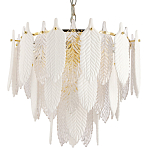 Люстра с декором из рельефного стекла в виде перьев Abelia Feather Chandelier 10 варинант исполнения - 1 | Loft Concept в Уфе