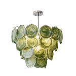 Люстра из зеленых стеклянных дисков с перламутровым эффектом Green Glowing Glaze варинант исполнения - 8 | Loft Concept в Уфе
