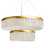 Люстра двухъярусная с золотого цвета и прозрачными подвесками Pettico варинант исполнения - 1 | Loft Concept в Уфе