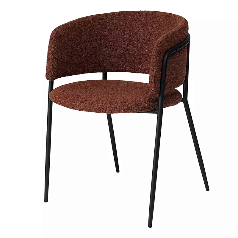 Стул полукруглый мягкий с буклированной обивкой Chair with Boucle Upholstery Черный Терракотовый в Уфе | Loft Concept 