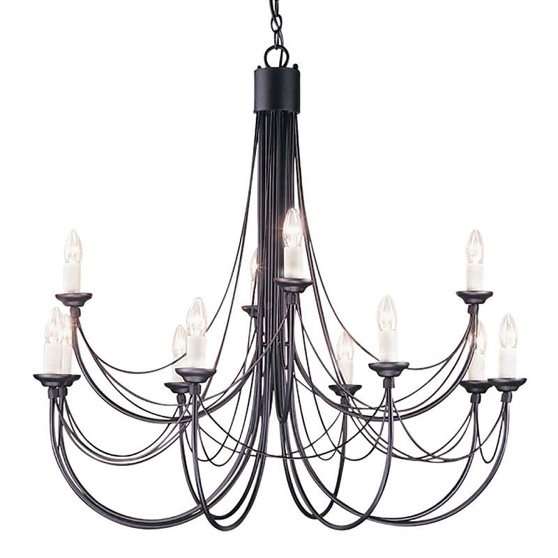 Люстра черного цвета ручной работы с канделябрами и переплетенной проволочной драпировкой Elstead Lighting Черный Белый в Уфе | Loft Concept 
