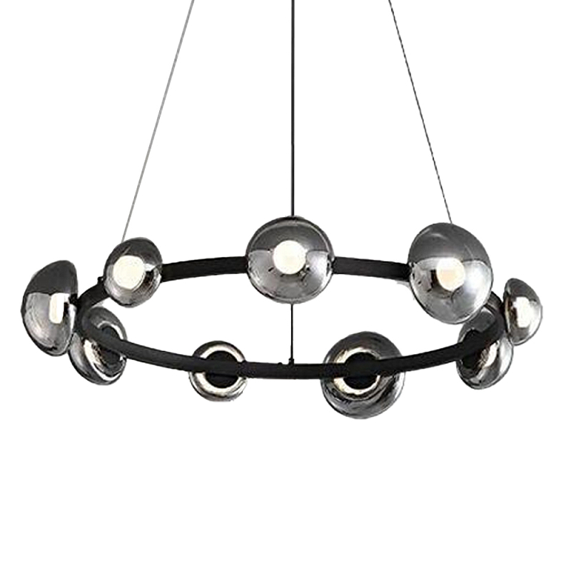 Люстра подвесная светодиодная в форме кольца Gray Ring Chandelier Серый Хром Люстра подвесная светодиодная в форме кольца Gray Ring Chandelier Серый Хром в Уфе | Loft Concept