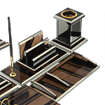 Настольный письменный набор с часами из природного камня обсидиана Team leader варинант исполнения - 4 | Loft Concept в Уфе