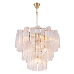 Люстра круглая многоярусная с прозрачными подвесками из стекла Hexagon Tube Light варинант исполнения - 3 | Loft Concept в Уфе