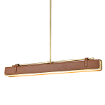 Подвесной светильник линейный латунного цвета в кожаном коричневом чехле и декоративными ремешками Alora варинант исполнения - 1 | Loft Concept в Уфе