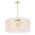 Люстра подвесная круглая с прозрачными рельефными стеклянными вставками и золотым основанием Textured Glass Chandelier варинант исполнения - 2 | Loft Concept в Уфе