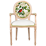 Стул с подлокотниками золотистый из бука с изображением птиц и цветов Blooming Red Birds варинант исполнения - 1 | Loft Concept в Уфе