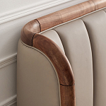 Кровать двуспальная с мягким изголовьем Moon Walnut Bed варинант исполнения - 7 | Loft Concept в Уфе