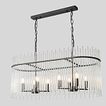 Люстра подвесная овальная со стеклянными прозрачными трубками и металлическим каркасом черного цвета Nembus варинант исполнения - 3 | Loft Concept в Уфе