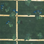 Обои ручная роспись Morning Glory Original colourway on Edo Green painted Xuan paper варинант исполнения - 1 | Loft Concept в Уфе