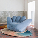 Дизайнерское плюшевое кресло в форме руки голубое Poltronova Joe Plush Baby Blue Armchair варинант исполнения - 3 | Loft Concept в Уфе