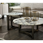 Столик журнальный с круглой мраморной столешницей Unique Stone Design варинант исполнения - 7 | Loft Concept в Уфе