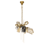 Люстра подвесная со стеклянными плафонами из дымчатого и золотистого с тремя вертикальными подвесками Gilded Mirage  варинант исполнения - 2 | Loft Concept в Уфе