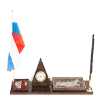 Настольный письменный набор с часами в виде пирамиды из природного камня обсидиана Pyramid of Time варинант исполнения - 1 | Loft Concept в Уфе