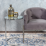 Приставной столик на серебристом основании с столешницей из стекла Noir варинант исполнения - 4 | Loft Concept в Уфе