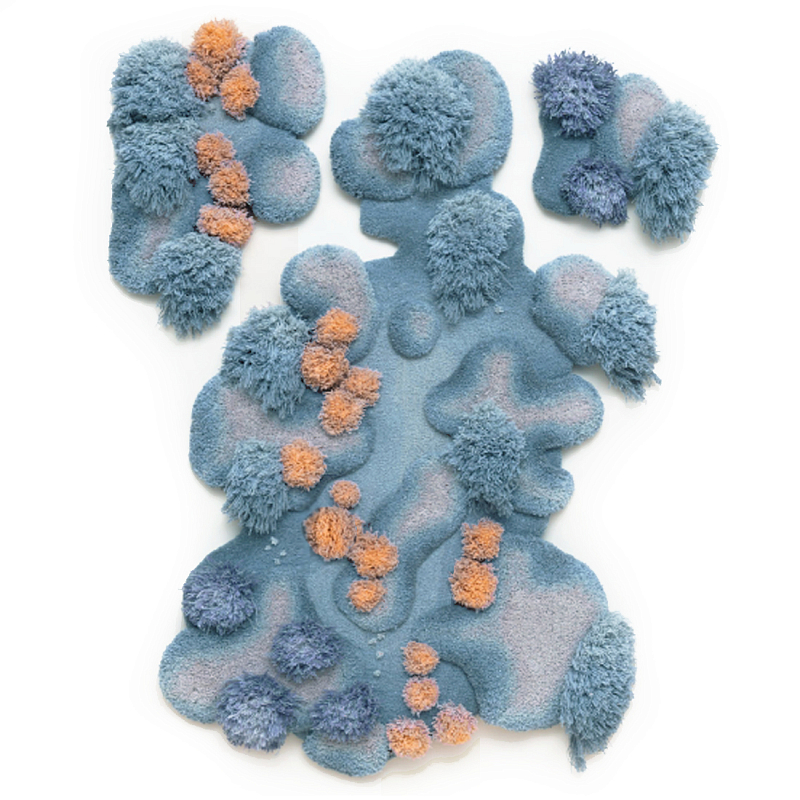 Тканый вручную Большой абстрактный гобелен Frost Forest Голубой Бежевый в Уфе | Loft Concept 