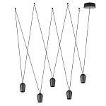 Подвесной светильник черными плафонами на длинных пересекающихся тросах Construction варинант исполнения - 2 | Loft Concept в Уфе