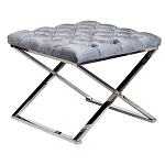 Пуф велюровый серый с каретной стяжкой Perennially варинант исполнения - 1 | Loft Concept в Уфе