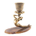 Подсвечник бронзовый из натурального камня агат Stone Candlestick варинант исполнения - 1 | Loft Concept в Уфе