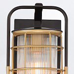 Настенный фонарь цилиндрической формы с рифленым стеклом в золотом каркасе на черном прямоугольном основании Eurofase варинант исполнения - 13 | Loft Concept в Уфе