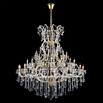 Люстра многоярусная с 53-мя лампочками и прозрачными хрустальными подвесками на основании золотого цвета Crystal lamps варинант исполнения - 2 | Loft Concept в Уфе