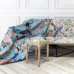 Трехместный диван на металлическом каркасе с цветочным принтом в стиле шинуазри Chinoiserie Birds on a Tree Sofa варинант исполнения - 4 | Loft Concept в Уфе