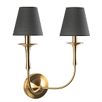 Бра с металлическим основанием бронзового цвета и 2-мя черными конусовидными абажурами Dignity варинант исполнения - 1 | Loft Concept в Уфе