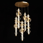 Люстра с плафонами из прозрачного и янтарного стекла в виде шаров и ромбов Gabriel Scott Luna варинант исполнения - 3 | Loft Concept в Уфе