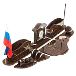 Настольный письменный набор с часами из природного камня обсидиана Competent Leader варинант исполнения - 2 | Loft Concept в Уфе