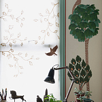 Обои с вышивкой ручной работы Mughal Trees Original colourway on linen варинант исполнения - 3 | Loft Concept в Уфе